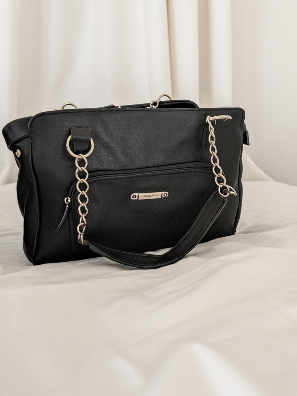 Franco Sarto Black Chain-Handle Shoulder Bag